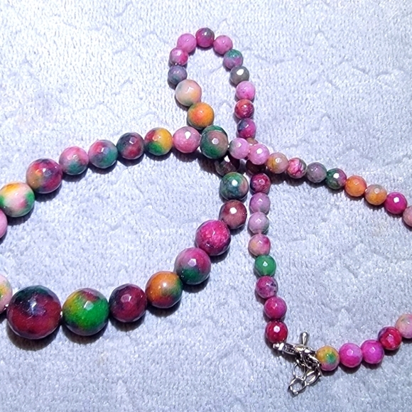 6-14mm Natural Color Faceted Candy Jade / Jadeite Gemstone Necklace 18'' Unisex - Picture 7 of 10